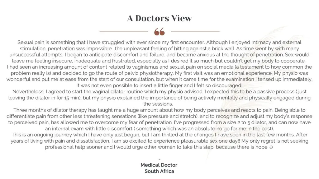 Review of pain to pleasure vaginismus course from Nurture Pelvic Health